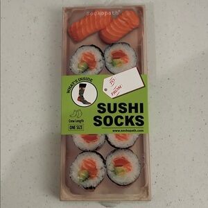 Men’s SUSHI SOCKS boxed crew length.